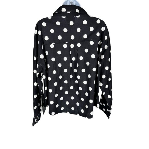 Tuckernuck Juliana Polka Dot Tie Front Blouse NWT Black White Size S - Picture 8 of 10